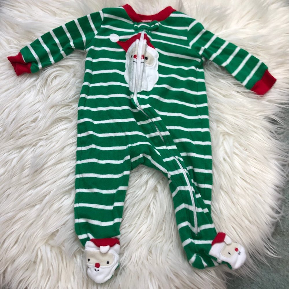 carter's zip up santa footie 3 m✨